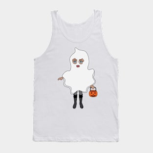 Ghost Halloween Trick or Treat Sticker 2 Tank Top